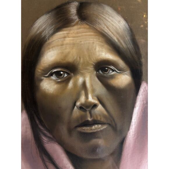Hyper Realistic Original Art Color Pastel Drawing Indigenous Woman by Ken Fuller - Picture 2 of 9